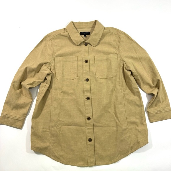 Talbots Sand Castle Tan Textured Shirt Jacket Size 1X - Picture 2 of 7